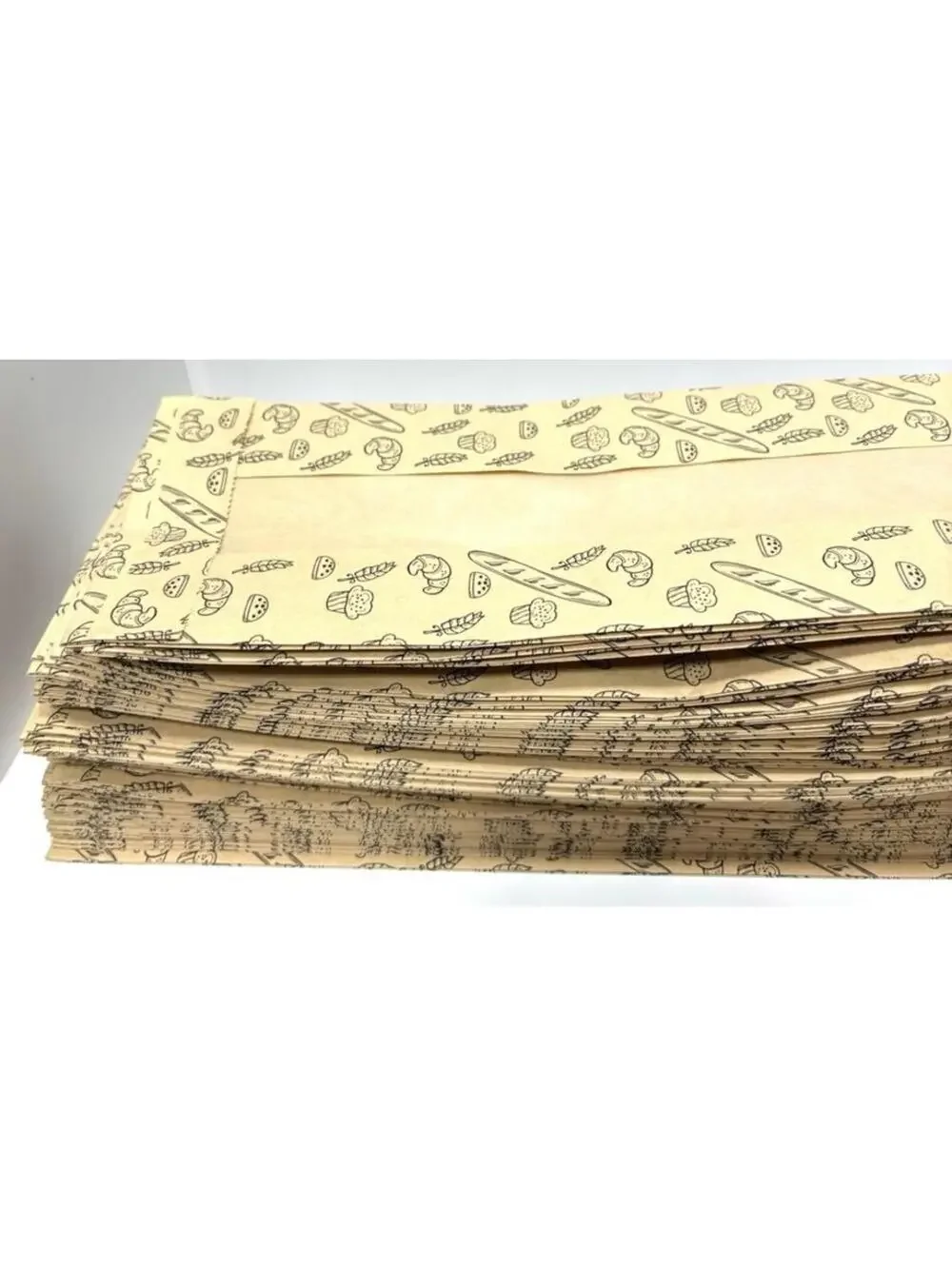 Bakery Bags Baguette Bread Design Clear Window 96pcs with 100 Thank You Stickers